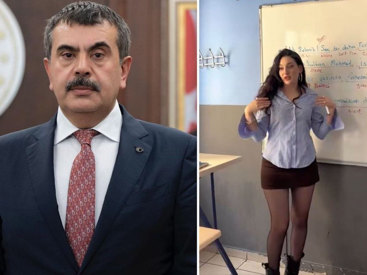 Sınıfta ders anlatan öğretmenin etek boyu sosyal medyayı karıştırdı