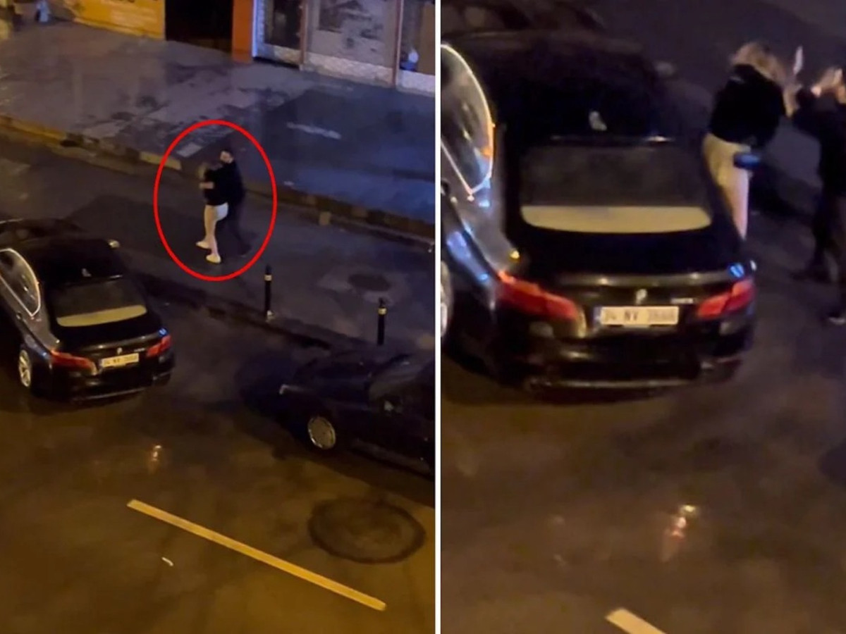 Sokak ortasında dövdüğü kadını zorla araca bindirmeye çalıştı