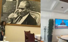 Florya Köşkü’nde restorasyon bahanesiyle Atatürk fotoğrafını kaldırıp televizyon koymuşlar
