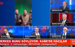 tv100'de renkli anlar: CHP'li Barış Yarkadaş Kabe'de hacıları canlı yayında söyledi