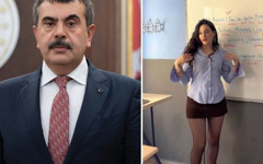 Sınıfta ders anlatan öğretmenin etek boyu sosyal medyayı karıştırdı