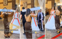 Düğünde kadın davetlinin gelin ve damada karşı açtığı pankart olay oldu