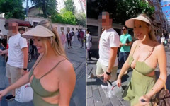 Taksim'de Rus turistin kamerasına yansıyan ısrarlı yemek teklifi