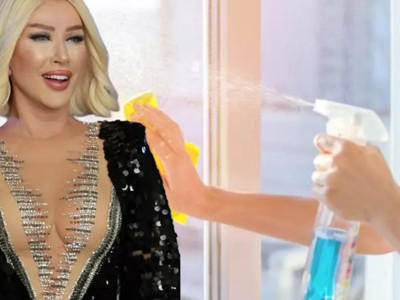 Seda Sayan ev temizliğinde ezber bozdu: Atletle cam silin!