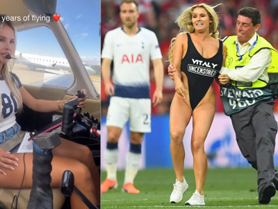 Liverpool maçında sahaya mayoyla giren Kinsey Wolanski pilot oldu göklerde uçuyor