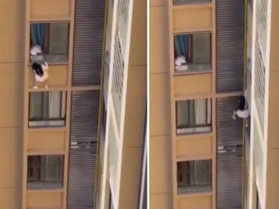 Aldatan koca yakalanmamak için sevgilisini pencereden alt kata sarkıttı
