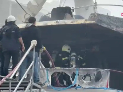 Bodrum tersanesinde yangın: Eski kulüp başkanının motoryatı alev alev yandı!