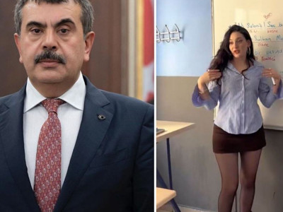 Sınıfta ders anlatan öğretmenin etek boyu sosyal medyayı karıştırdı
