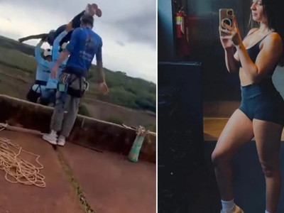 Bungee jumping faciası! Güvenlik ipi bağlanmadan boşluğa bırakıldı