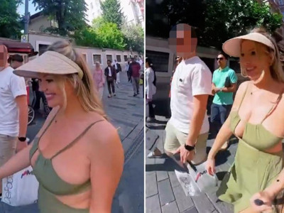 Taksim'de Rus turistin kamerasına yansıyan ısrarlı yemek teklifi