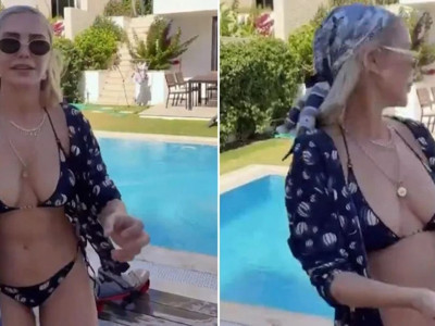 Ece Erken neye uğradığını şaşırdı! Oğlu bir anda havuza girdi