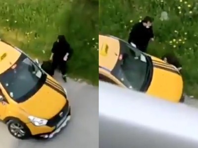Taksici Yolda Yürüyen Kadını Taciz Etti, Aracı Bile Bile Üzerine Sürdü