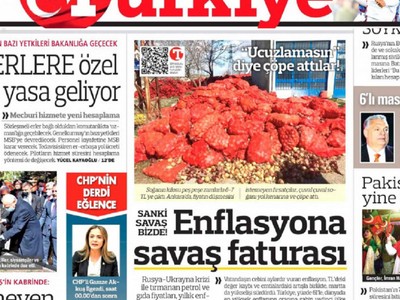 Türkiye Gazetesine Göre Yüzde 61 Enflasyonun Nedeni Rusya Ukrayna Savaşıymış
