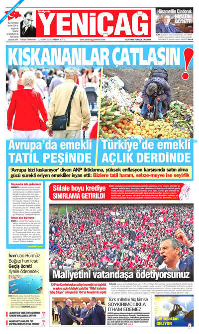 Yeniçağ Gazetesi Manşeti