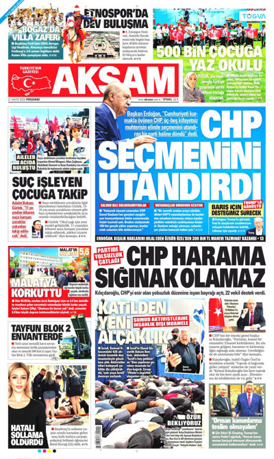 Akşam Gazetesi Manşeti