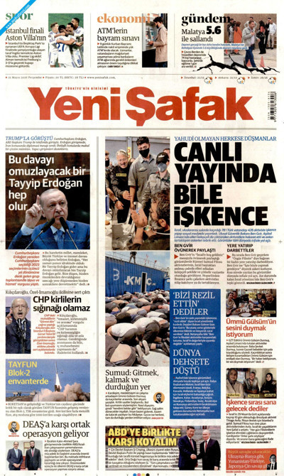 Yeni Şafak Gazetesi Manşeti