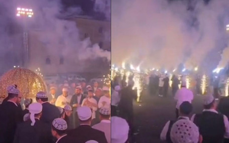 Menzil tarikatı şeyhinin torununa havai fişekli nişan töreni