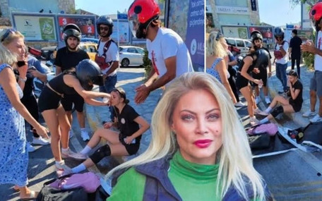 Seray Sever otomobiliyle motosiklete çarptı: Motordaki 2 genç kız asfalta savruldu