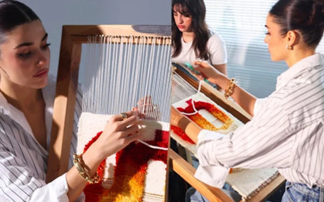 Ayrılık sonrası Hande Erçel işine ve sanatına sarıldı: El yapımı halı dokudu