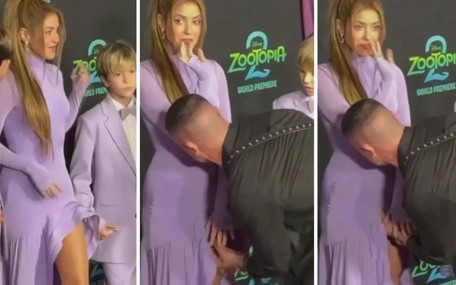 Shakira kırmızı halıda zor anlar yaşadı! Eteğine stilist müdahale etti