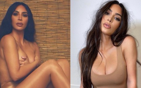 Kim Kardashian Kendi Çorap Markası Skims İçin Üstsüz Poz Verdi