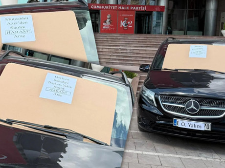 Kılıçdaroğlu iki aracı satışa çıkardı: Genel Merkez  önüne çekilen araçların üzerine haram yazıldı