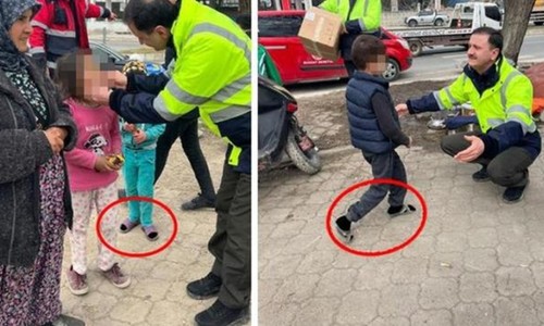 Depremzede Çocuklara Photoshopla Çorap Giydirildi