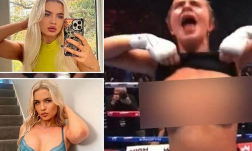 Daniella Hemsley Boks şampiyonu olunca göğüslerini açarak kutladı