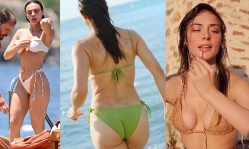 Rabia Soytürk beyaz bikinisiyle Bodrum'da plajlara indi