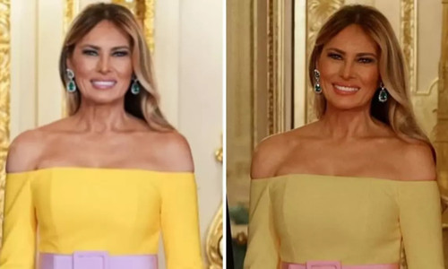 Kraliyet yemeğinde renk krizi: Melania Trump’ın elbisesi kafa karıştırdı