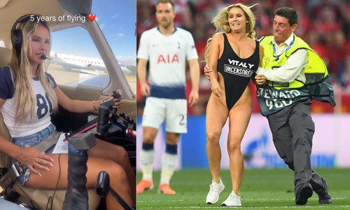 Liverpool maçında sahaya mayoyla giren Kinsey Wolanski pilot oldu göklerde uçuyor