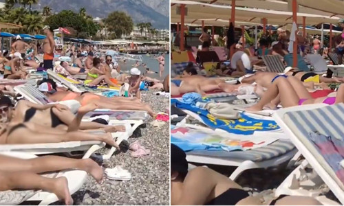 Antalya Kemer'de Rus turistler plajları doldurdu