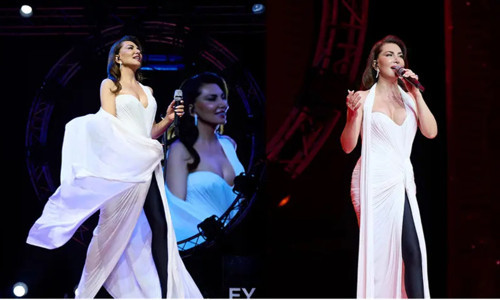 Ebru Yaşar siyah beyaz şıklığıyla Harbiye konserinde göz kamaştırdı