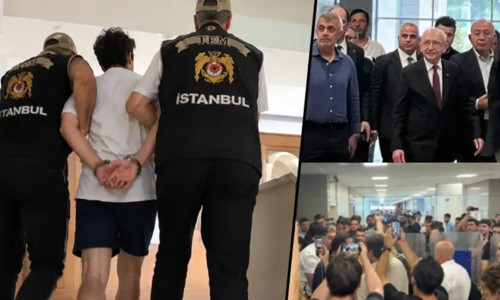 Kılıçdaroğlu Deniz Göktaş'a desteğe adliyeye geldi, hain Kemal sloganları atılıyor