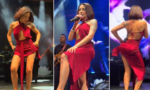 Melek Mosso'dan kırmızı kostümlü görkemli sahne şovu
