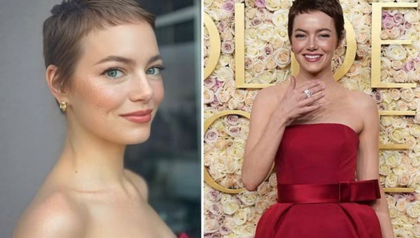 Oscar ödüllü oyuncu Emma Stone saçlarını kazıtırken gözyaşlarını tutamadı