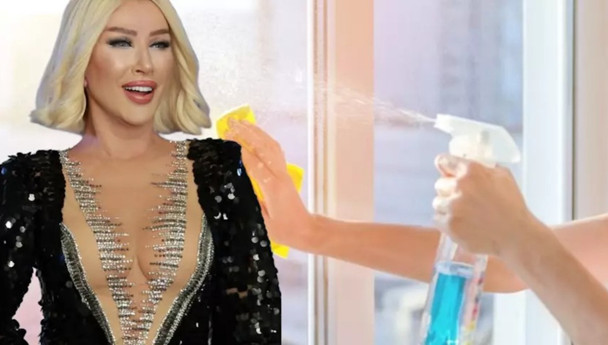 Seda Sayan ev temizliğinde ezber bozdu: Atletle cam silin!