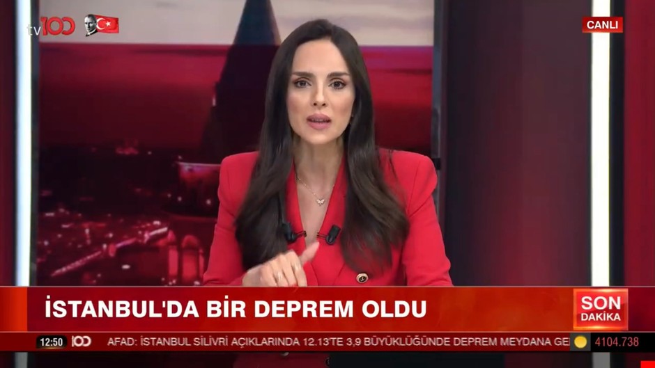 tv100 haber spikeri Oya Çebi depreme canlı yayında yakalandı