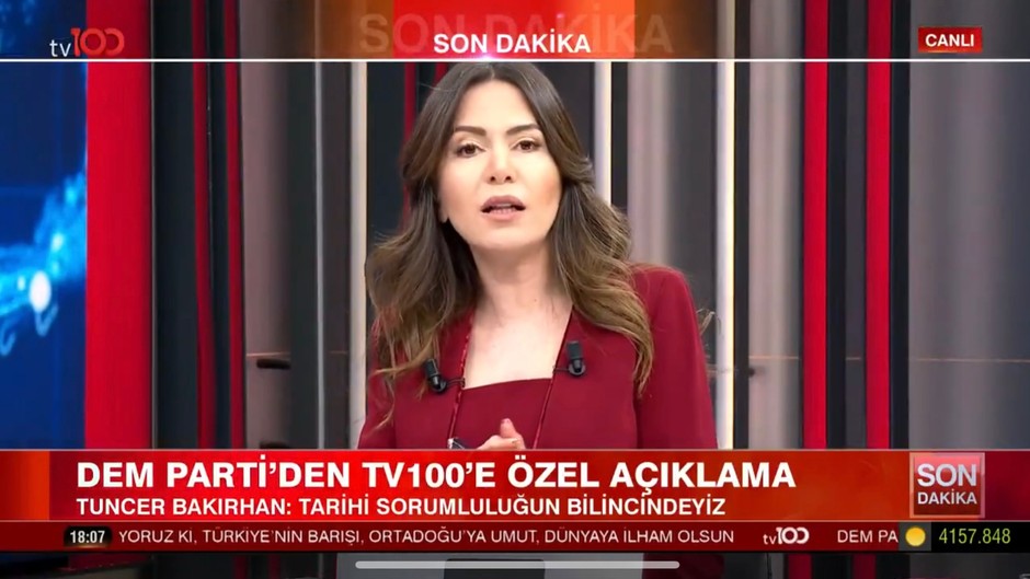 DEM Parti’den tv100’e flaş açıklama! Tuncer Bakırhan: Tarihe geçecek bir gün..
