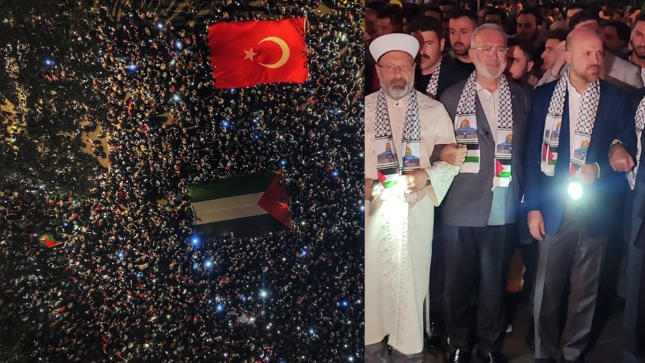 Bilal Erdoğan öncülüğünde Beyazıt’tan Ayasofya’ya Filistin yürüyüşü