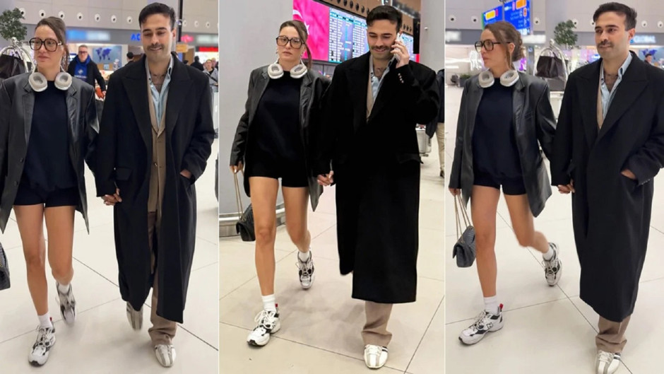 Serenay Sarıkaya ve Mert Demir havalimanında objektiflere takıldı