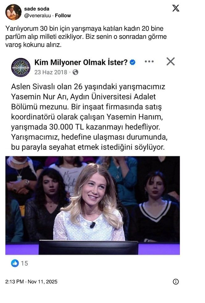 Fakirlerle aynı kokmak istemiyorum diyen Yasemin Arı 30 Bin lira için Milyoner'e katılmış - Resim: 3