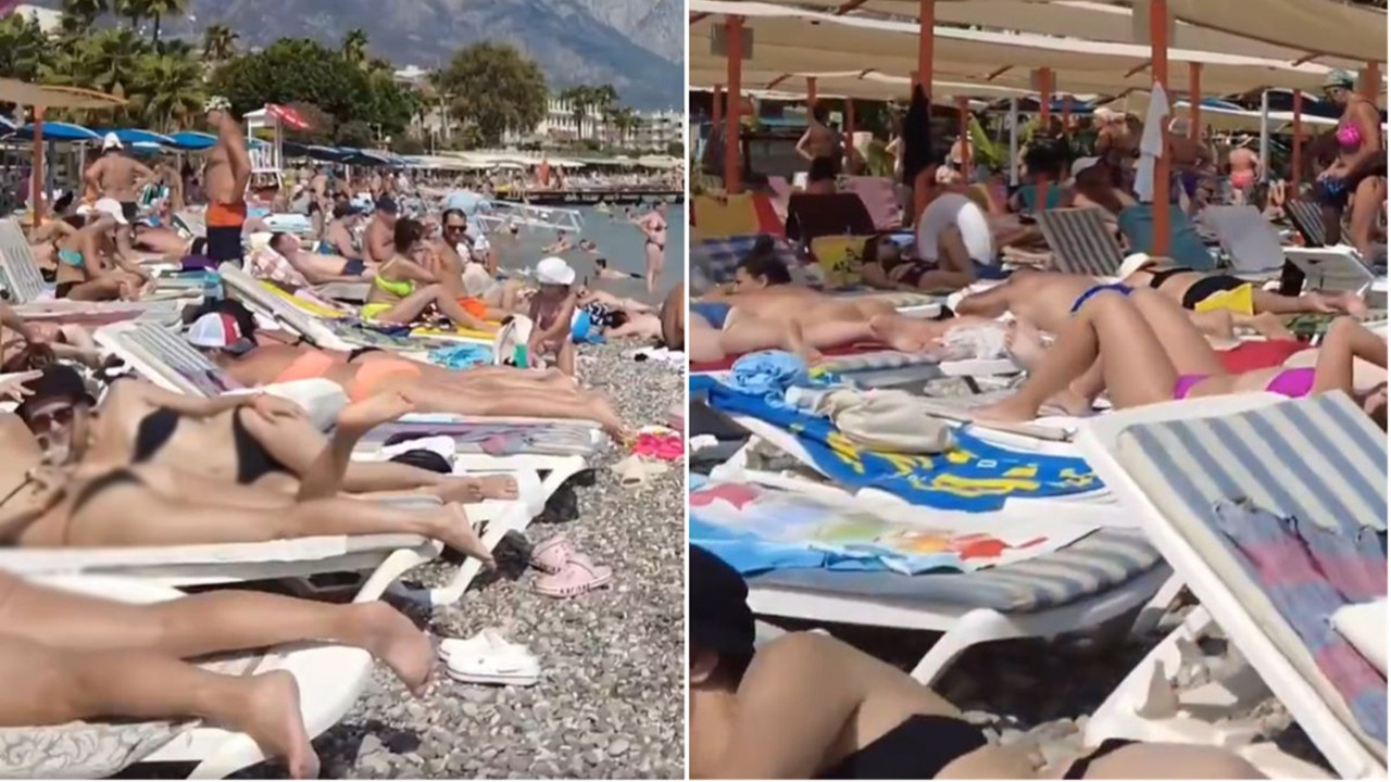 Antalya Kemer'de Rus turistler plajları doldurdu