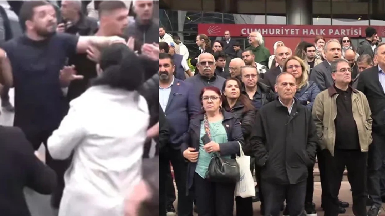 CHP Genel Merkezi önünde Özelci ve Kılıçdaroğlucu gruplar arasında arbede çıktı