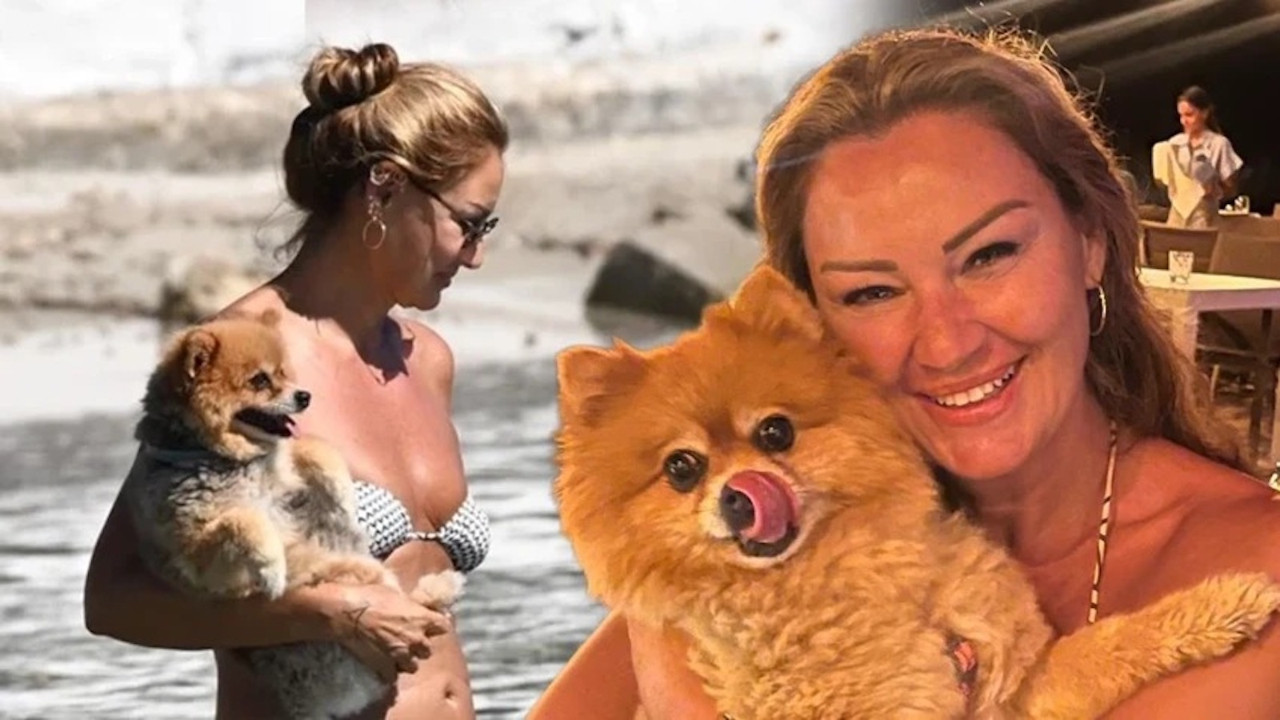 Pınar Altuğ Çeşme’de görüntülendi! Köpeğiyle deniz keyfi yaptı